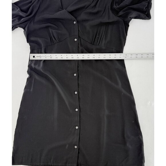 GAP Women’s Black Puff Sleeve Button Mini Dress Size L Preppy Normcore Simple - Picture 11 of 12